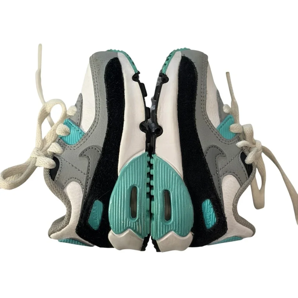 Nike Air Max 90 Toddler 4C White Aurora Green Grey CD6868-102 Sneaker‎